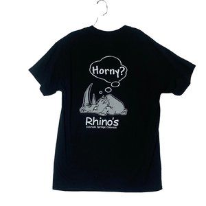 Rhino’s T-shirt Sports & Spirits Bar Colorado‎ Springs CO Large Black Employee